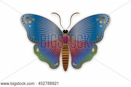 Gold Luxury Decorative Butterfly Slogan With Colorful Butterfly Logo Template Illustration. Vector D