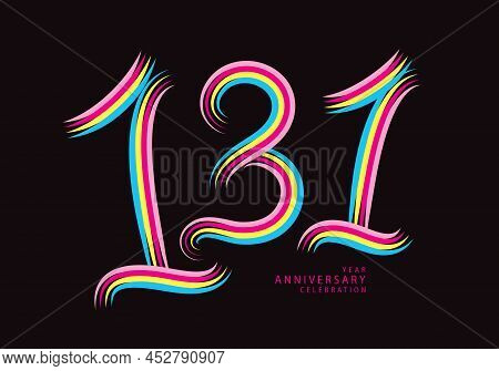 131 Years Anniversary Celebration Logotype Colorful Line Vector, 131th Birthday Logo, 131 Number, Ba