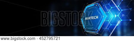 Martech Marketing Technology Concept On Virtual Screen Interface. Business, Technology, Internet And