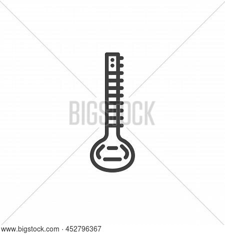Sitar Line Icon. Linear Style Sign For Mobile Concept And Web Design. Sitar Music Instrument Outline