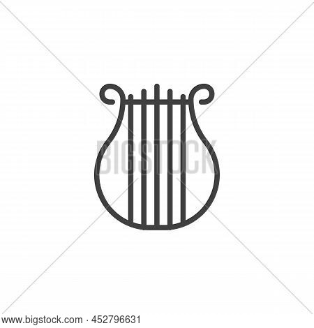 Lyre Music Instrument Line Icon. Linear Style Sign For Mobile Concept And Web Design. Harp Lyre Outl