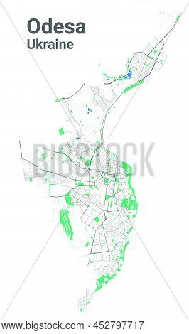 Odesa Vector Map. Detailed Map Of Odessa City Administrative Area. Cityscape Panorama. Royalty Free 