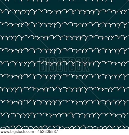 Seamless Pattern Based On Scribble Writing Imitation On Vibrant Dark Blue Background