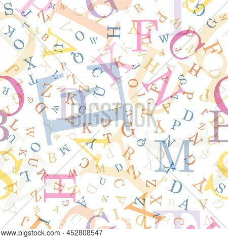 Seamless Abstract Pattern Of Their Letters For Texture, Textiles, Packaging And Simple Backgrounds. 