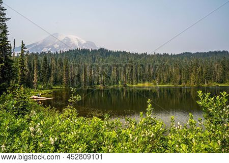 An Overlooking Landscape View Of Mt Rainer Np, Washington