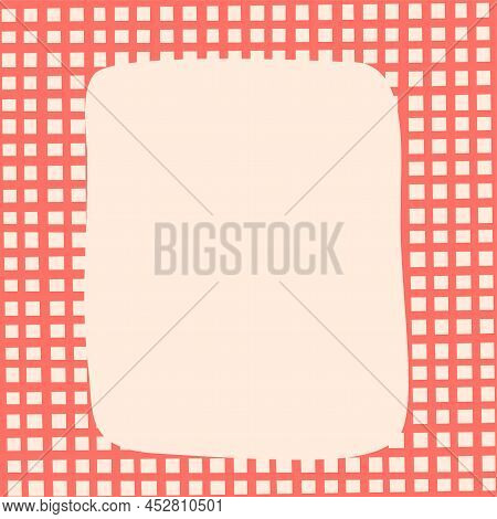 Red Picnic Blanket Poster. Checkered Plaid Design Background. Gingham Red Banner For Summer Picnic P