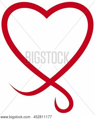 Heart Vector Curly Frame In Red. White Isolated Background.
Abstract Heart Logo Illustration. Romant