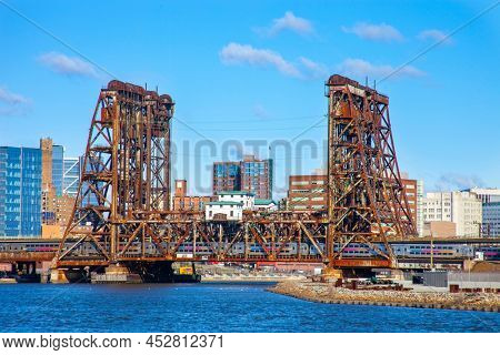 View of the Dock Bridge over the Passaic River, City of Newark, New Jersey, United States