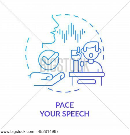 Pace Your Speech Blue Gradient Concept Icon. Develop And Practice Talking. Step To Charisma Abstract