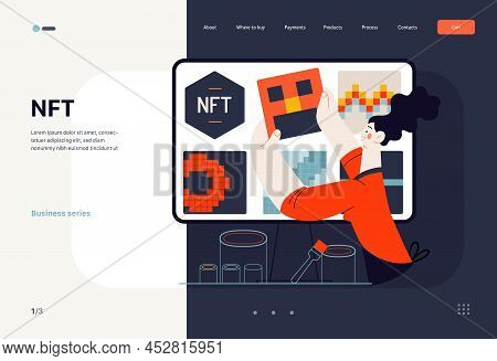 Technology Memphis -nft Non-fungible Token -modern Flat Vector Concept Digital Illustration Of Placi
