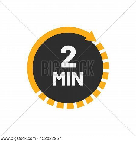 Two Minutes Icon Isolated On White Background. Cooking Time Concept. 2 Minutes Waiting Time Icon. Ve