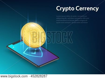 Data Protection  Security Cryptocurrency Bitcoin  Blockchain Technology Innovation Concept  Vector I