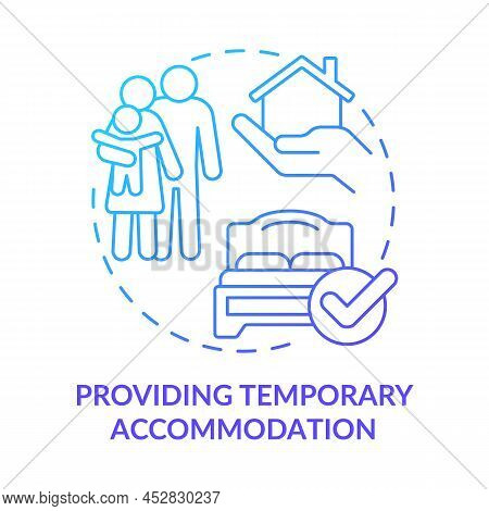 Providing Temporary Accommodation Blue Gradient Concept Icon. Interim Shelter. Government Initiative