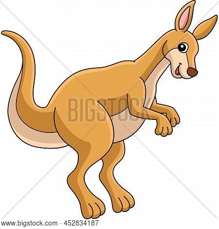 This Cartoon Illustration Shows A Kangaroo Animal Illustration.