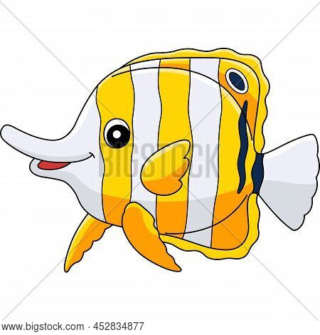 This Cartoon Illustration Shows A Butterflyfish Animal Illustration.