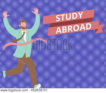 Handwriting Text Study Abroad. Word For Pursuing Educational Opportunities In A Foreign Country Gent