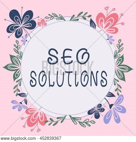 Text Sign Showing Seo Solutions. Conceptual Photo Search Engine Result Page Increase Visitors By Ran