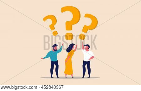 Business Doubt And Think For Question Job. Woman Suspicion And Advice Work For Asking Answer Vector 