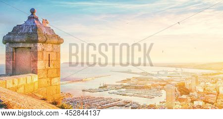 Santa Barbara Castle On Mount Benacantil Above Alicante, Valencia, Spain