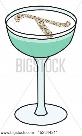 Grasshopper Cocktail In Coupe Glass With Lambda Lgbt Equality Sign. For Gay Bar Diversity Pride Part