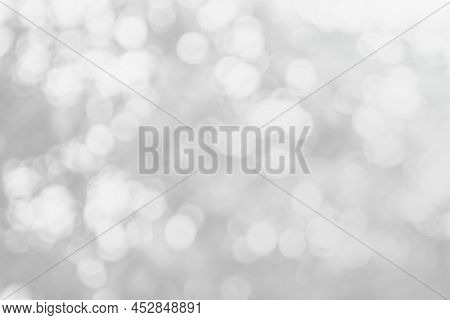 Abstract Blurry Grey Color For Background, Blur Festival Lights Outdoor Celebration And White Bokeh