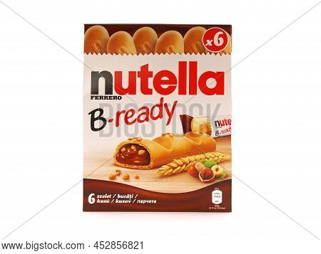 Bucharest, Romania - December 14, 2018. Pack Of Six Nutella B-ready, Crisp Wafer Bars Filled With Cr
