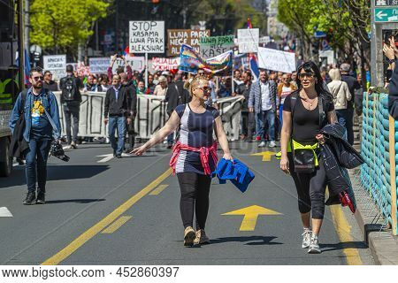 April 13, 2022, Belgrade Serbia, Protests To The Transition To Electronic Fiscalization And The New 