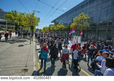 April 13, 2022, Belgrade Serbia, Protests To The Transition To Electronic Fiscalization And The New 