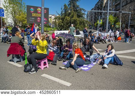 April 13, 2022, Belgrade Serbia, Protests To The Transition To Electronic Fiscalization And The New 