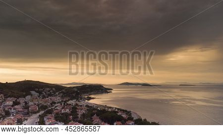 Aerial Views From A Small Sea Town Urla Izmir. High Quality Photo