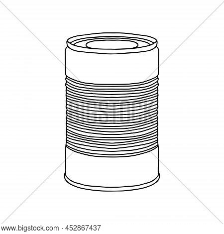 Metal Can Mockup. Vector Illustration Of Package For Food. Line Design Icon.