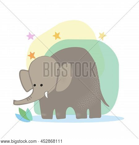 Cute Vector Elephant Illustration . Baby Animal Character.illustration For Posters, Cards, T-shirts.