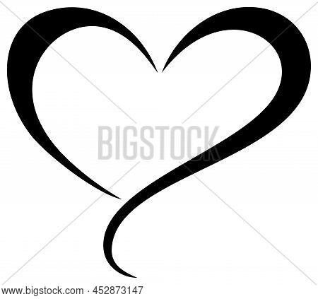 Heart Vector Curly Frame In Black. White Isolated Background.
Abstract Black Heart Logo Illustration