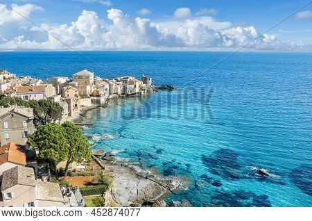 Landscape With Erbalunga, Ancient Village In Corsica Island, French