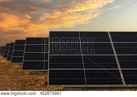 Solar Power Panel. Green Energy. Electricity Production. Energy Pannels. Ecological Plant.