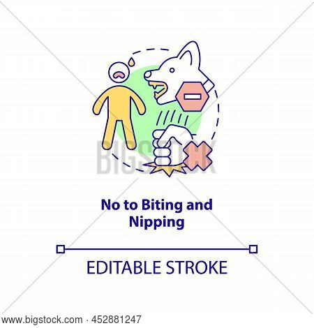 No To Biting And Nipping Concept Icon. Training Dog Tip Abstract Idea Thin Line Illustration. Aggres