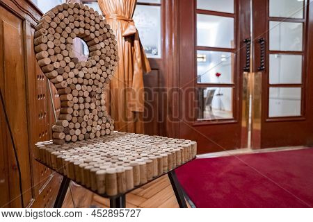 Beautifully Designed Cork Chair At Corner Of Luxurious Ski Resort