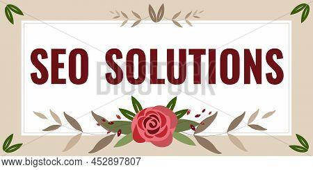 Text Caption Presenting Seo Solutions. Word For Search Engine Result Page Increase Visitors By Ranki