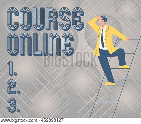 Handwriting Text Course Online. Business Concept Elearning Electronic Education Distant Study Digita