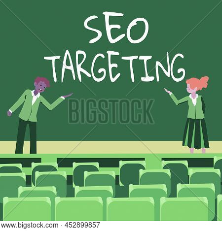 Conceptual Display Seo Targeting. Business Showcase Specific Keywords For Location Landing Page Top 