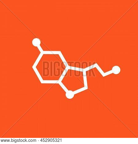 Serotonin Molecule Icon, Hormone Of Good Mood