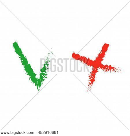 Abstract Cross Tick Brush. Checkmark Right Vector Icon. Green Checklist Vector Design. Vector Illust