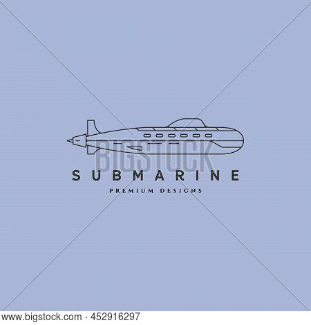 Line Art Submarine Icon Logo Vector Symbol Illustration Design