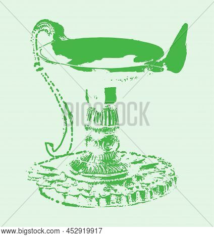 Sketch Of Traditional Metal Oil Lamp Outline Editable Illustration