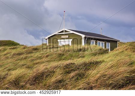 Dune And Cottage Near Hirtshals In Denmark.