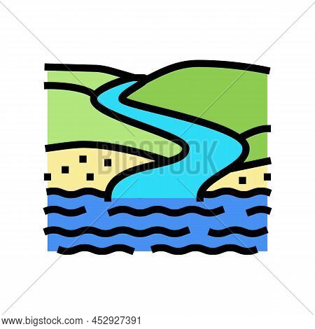 River Mouth Color Icon Vector. River Mouth Sign. Isolated Symbol Illustration