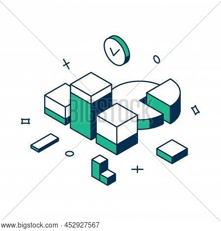 Business Startup Strategy Analyzing Chart Graphic Datum Statistics Development 3d Icon Isometric Vec