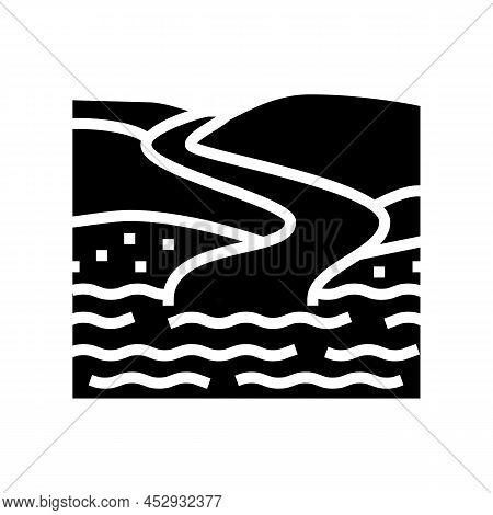 River Mouth Glyph Icon Vector. River Mouth Sign. Isolated Contour Symbol Black Illustration