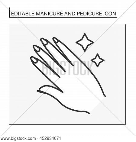 Beauty Procedure Line Icon. Glowing Manicure After Salon. Spa Center. Well-groomed Hand.manicure And