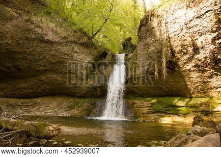 Waterfall In The Kemptnertobel In The Canton Of Zurich In Switzerland
